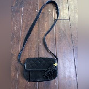 Vintage Jay Herbert Black Quilted Suede Crossbody purse bag